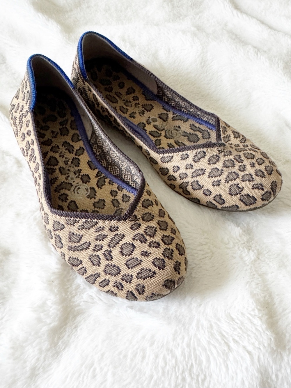 Rothy's cheetah print brown round toe flats shoes size 6.5